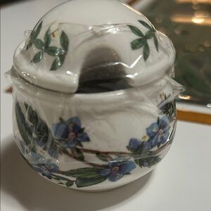 Portmerion Charming miniature honey/jelly/sugar bowl w butterfly, dragonfly